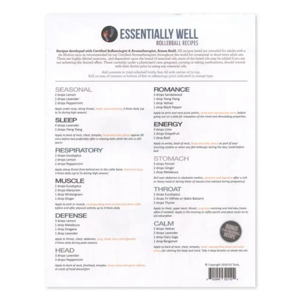 &quot;Essentially Well&quot; Recipe Sheets (10 Sheets)