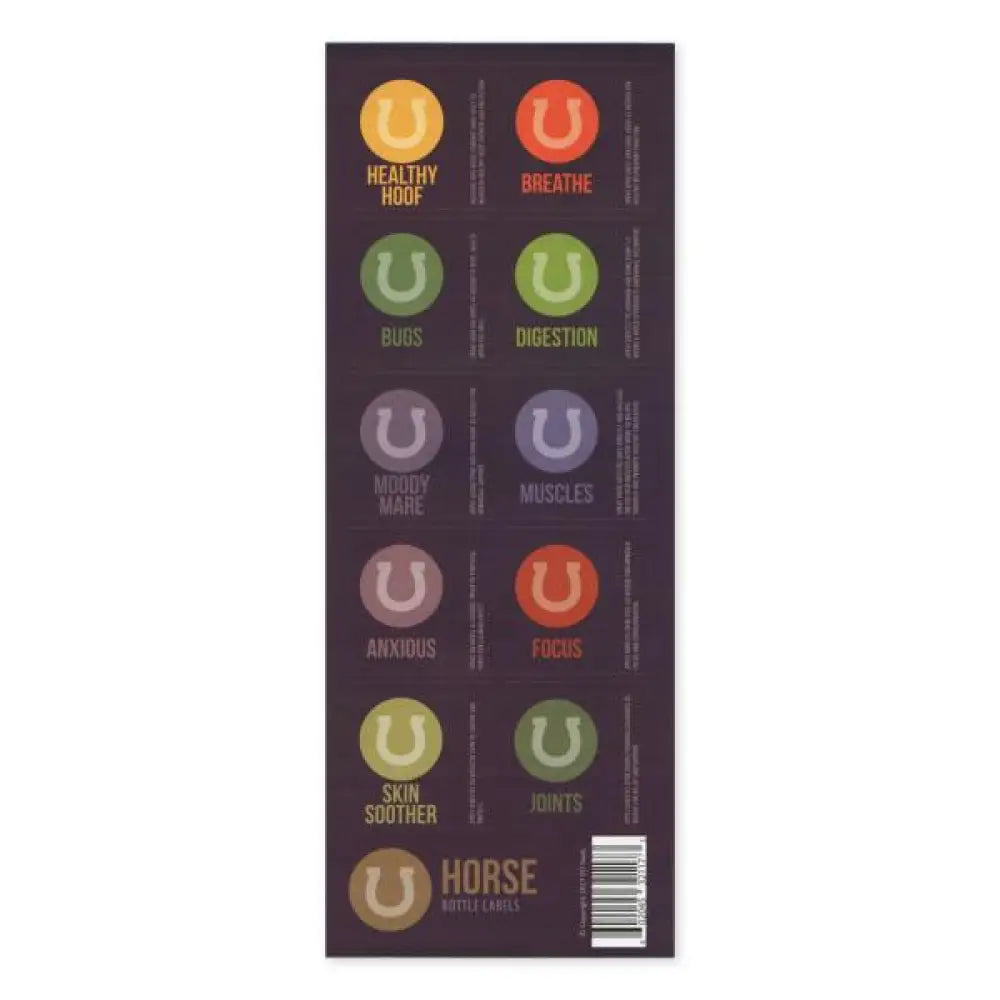 &quot;Essential Oils for Horses&quot; Assorted Label Set (Sheet of 10)