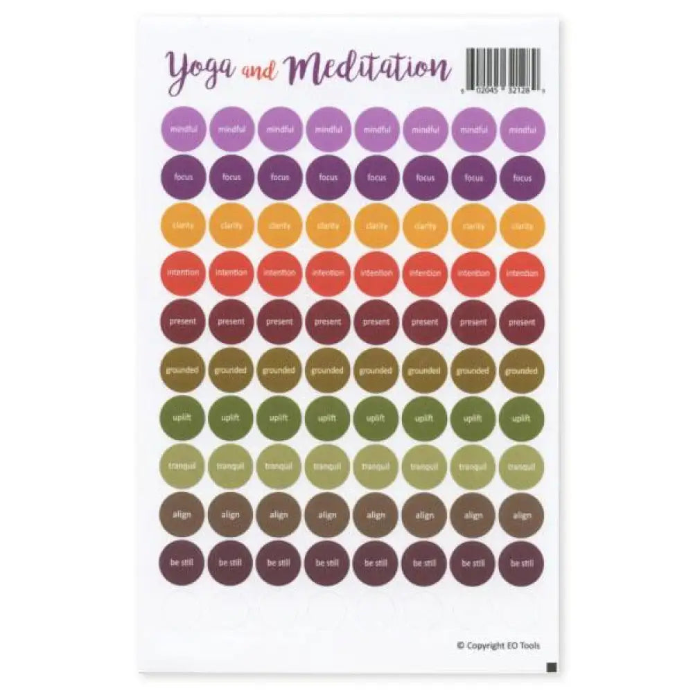 &quot;Yoga and Meditation&quot; Lid Stickers (Sheet of 88)