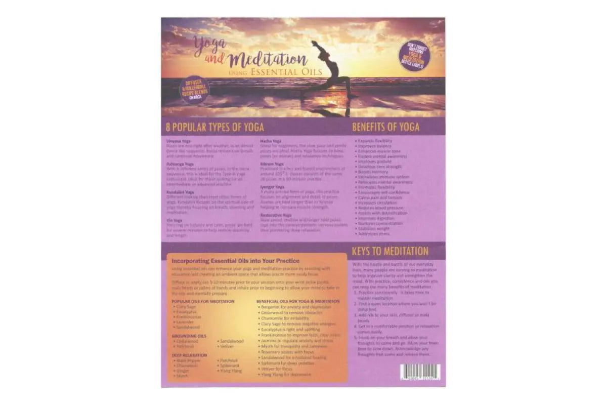 Yoga and Meditation Using Essential Oils Recipe Tear Pad (25 Sheets) -  AromaTools®