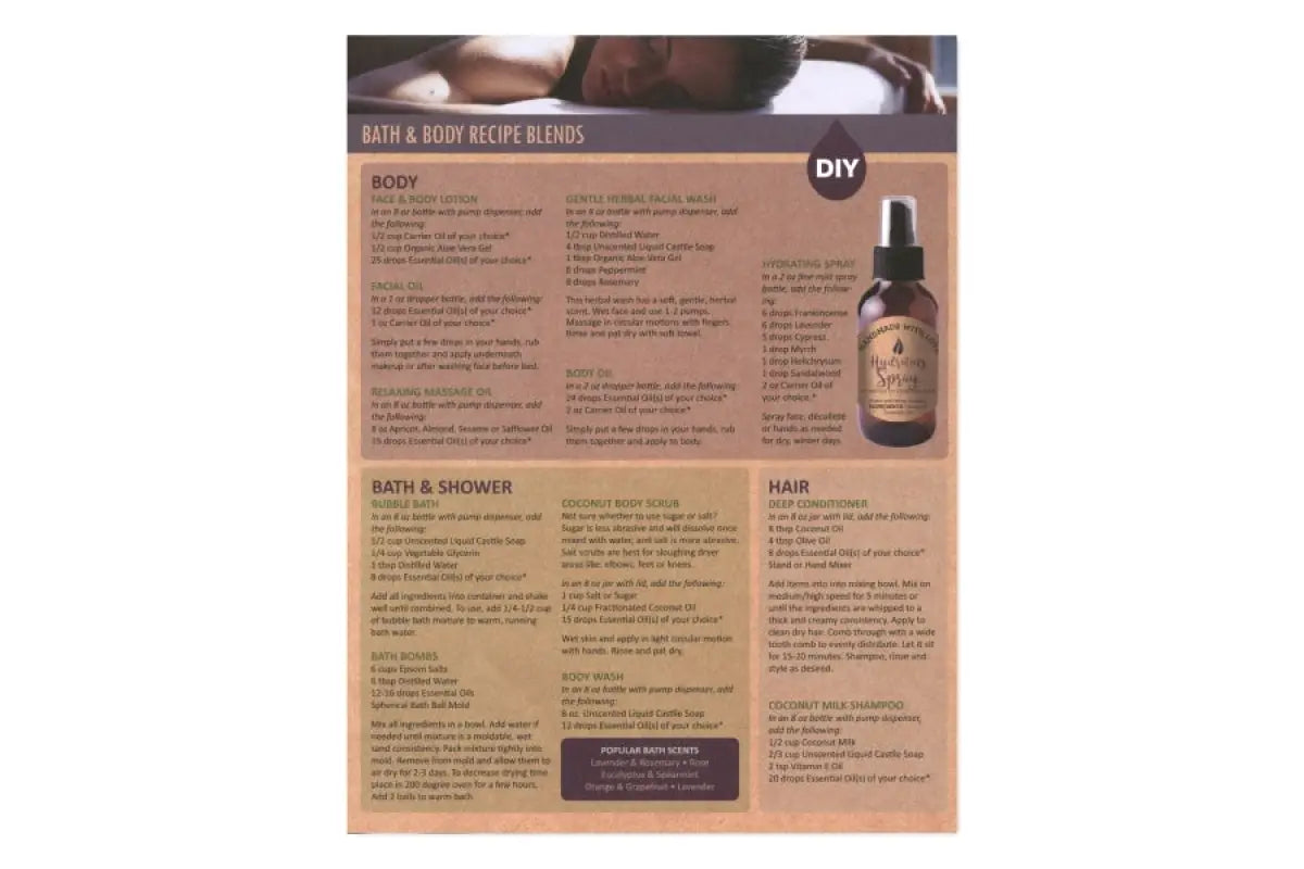 "Bath and Body Using Essential Oils" Recipe Tear Pad (25 Sheets)