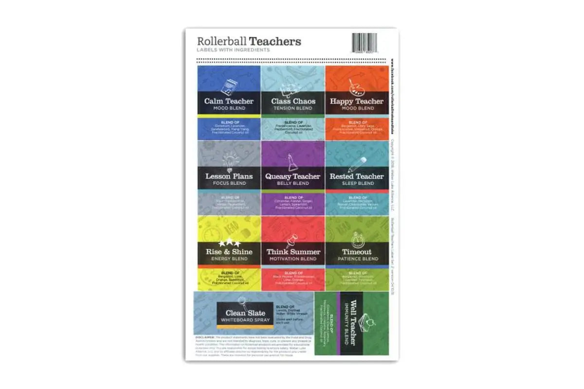 Rollerball Teachers Assorted Label Set (Sheet Of 11)