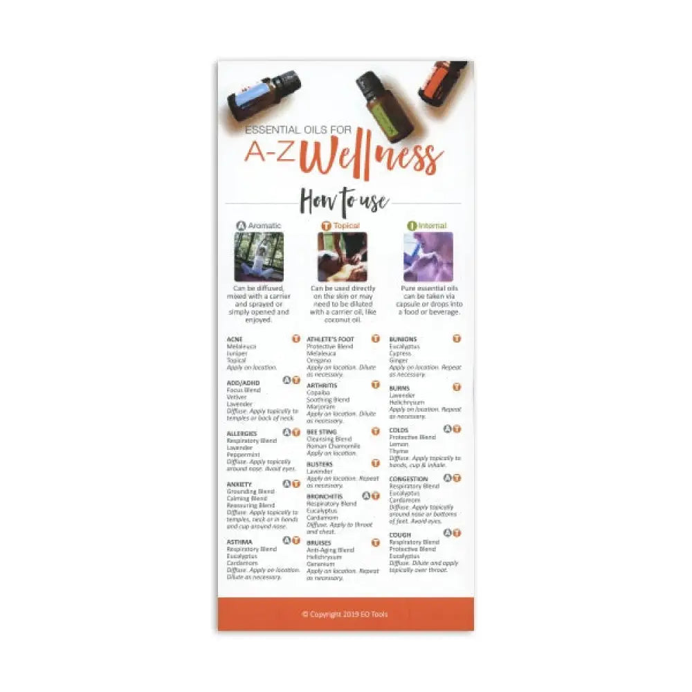 &quot;Essential Oils for A-Z Wellness&quot; Reference Cards (Pack of 25)