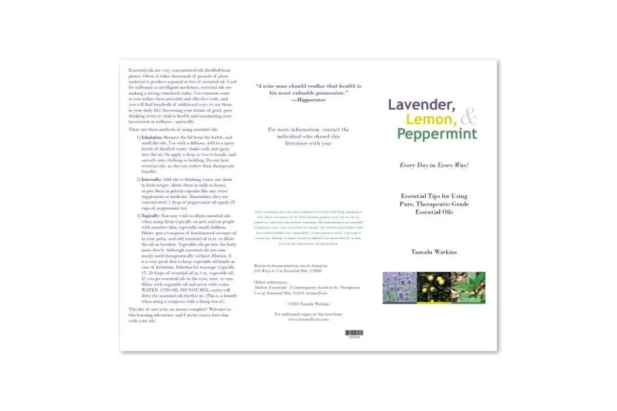 Lavender Lemon And Peppermint Brochure By Tamalu Watkins (Pack Of 25)
