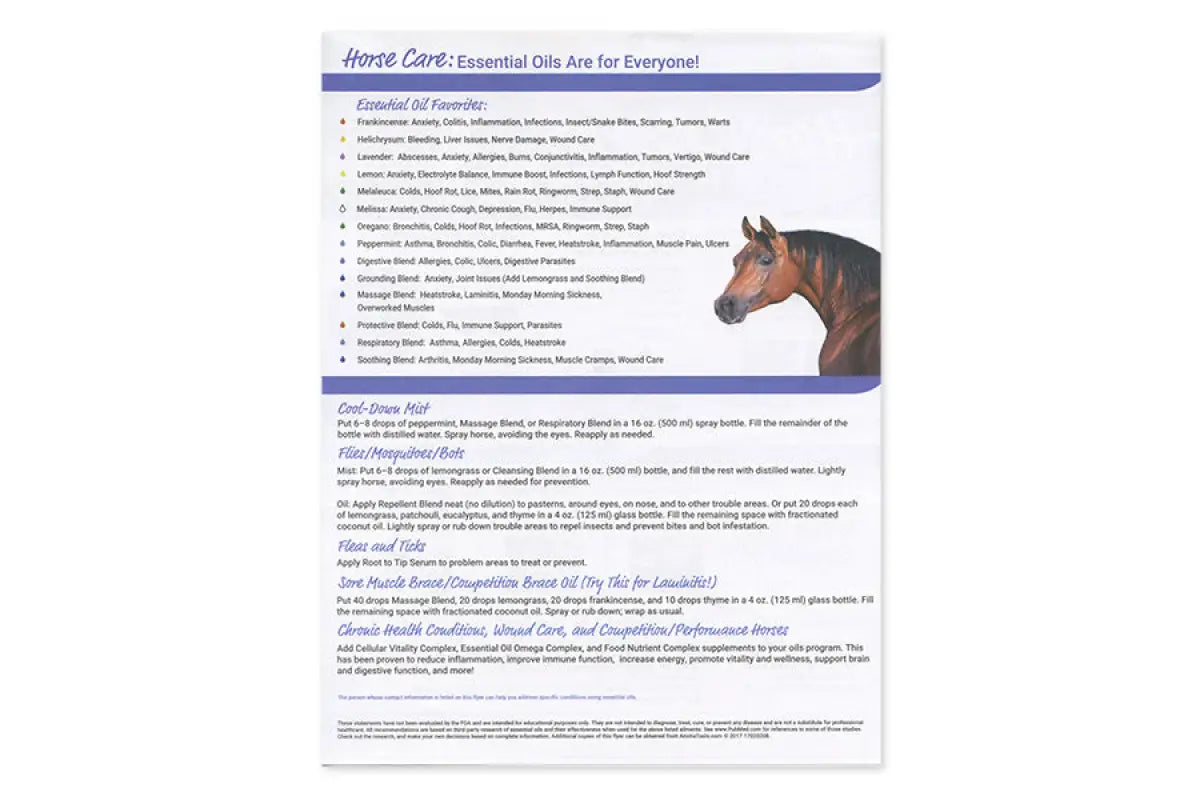 "Horse Care: Essential Oils Are for Everyone" Tear Pad (50 Sheets)