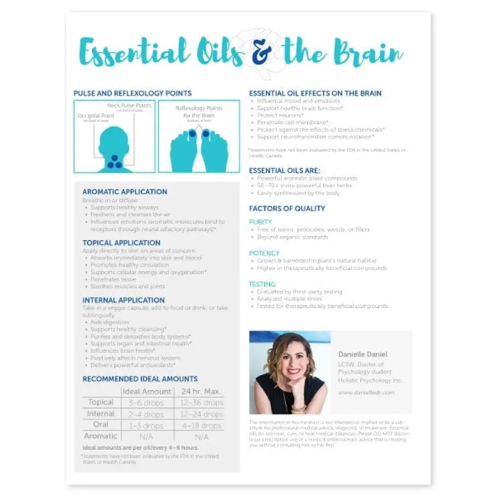 &quot;Essential Oils and the Brain&quot; 2-Page Foldout Guide (Pack of 25)