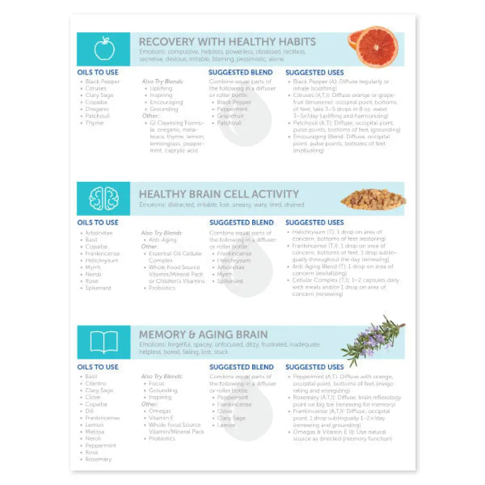 Essential Oils And The Brain 2-Page Foldout Guide (Pack Of 25)