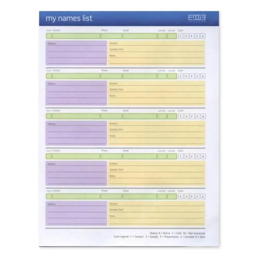 My Names List Tear Pad (50 Sheets)