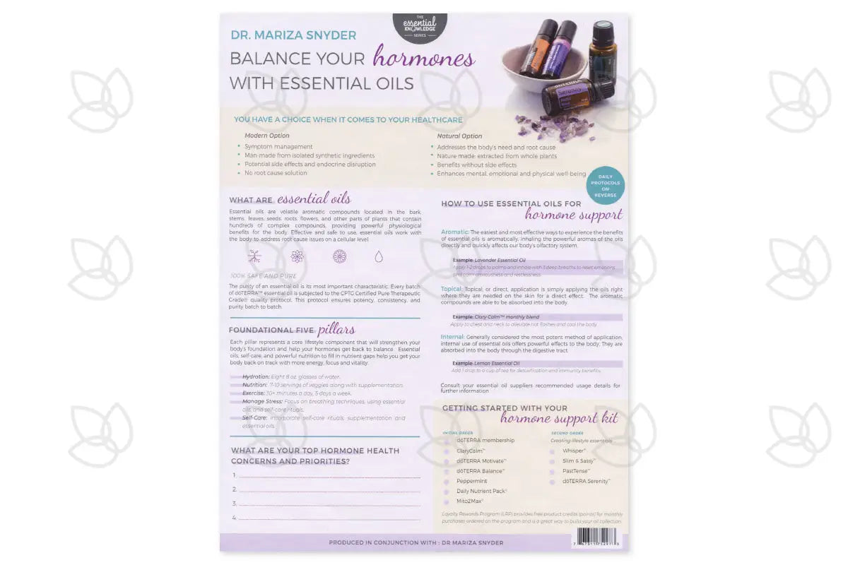 Dr. Mariza Snyders Balance Your Hormones With Essential Oils Tear Pad (25 Sheets)
