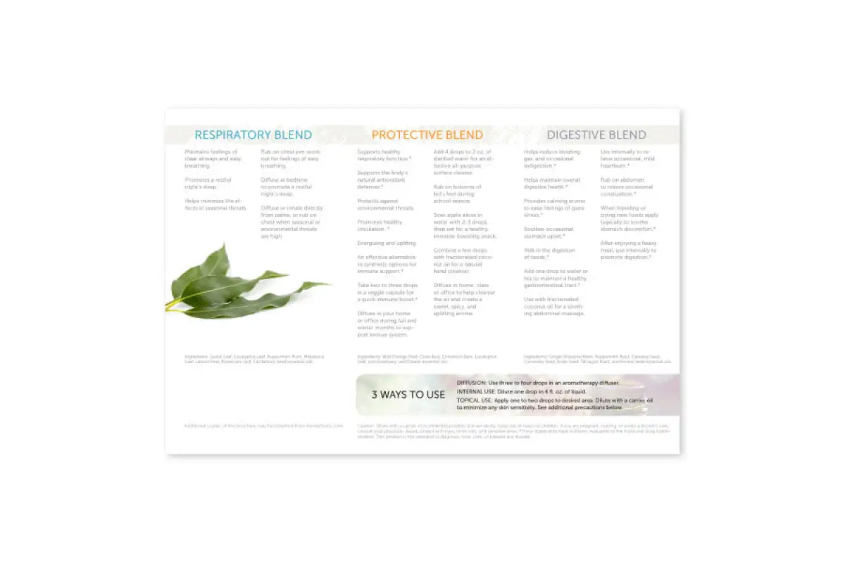 How To Use Essential Oils: Respiratory Protective And Digestive Blends Brochure (Pack Of 25)