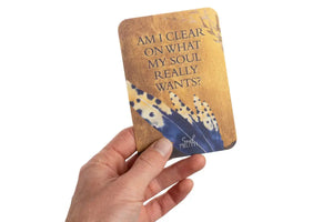 Someone holding up a card sample from the Soul Truth: Self-Awareness Card Deck By Brianne Hovey (55 Cards)