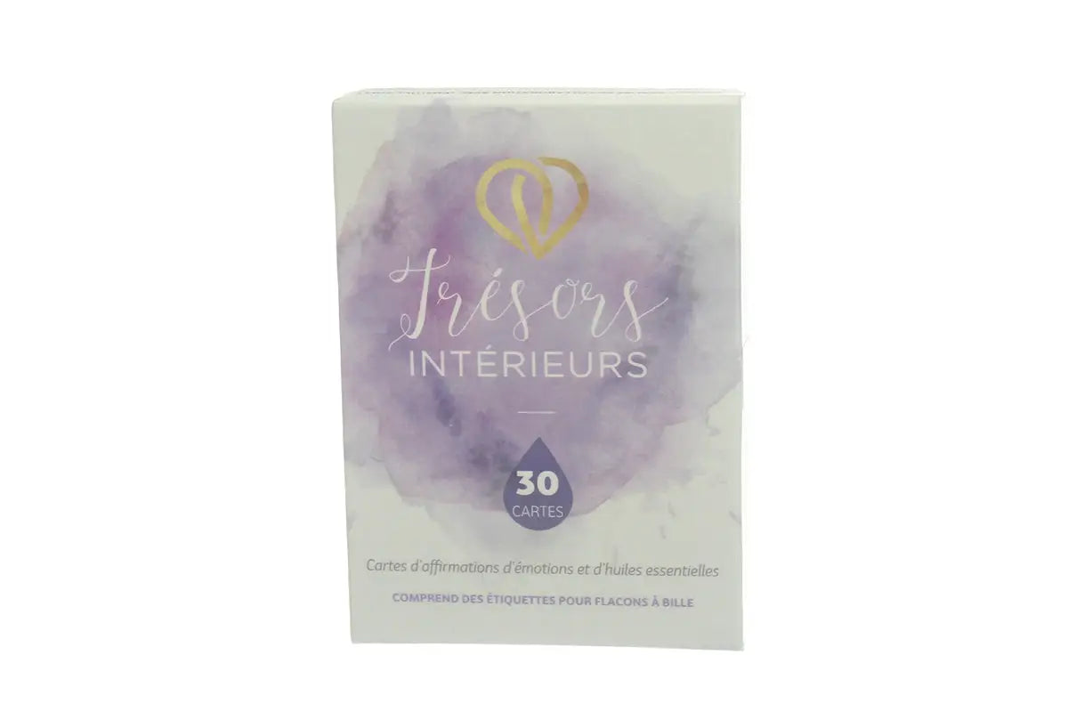 French "Treasures Within" Emotions and Essential Oil Affirmation Cards and Bottle Labels