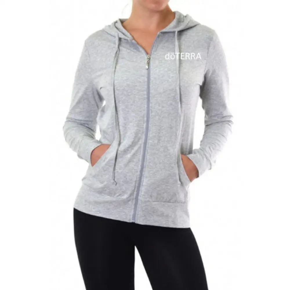 Womens Extra Large (Xl) Heather Gray Doterra Zip-Up Thin Hoodie