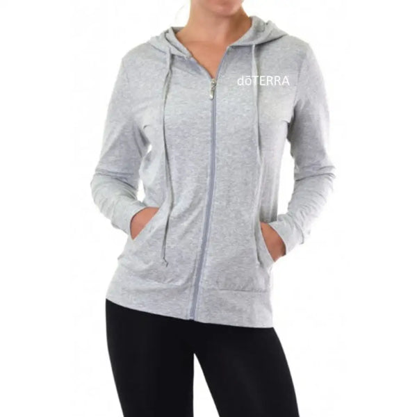 Women's Embroidered doTERRA Logo Thin Zip-Up Hoodie - AromaTools®