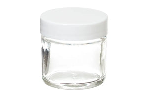 1 oz. Clear Glass Salve Container with White Lid