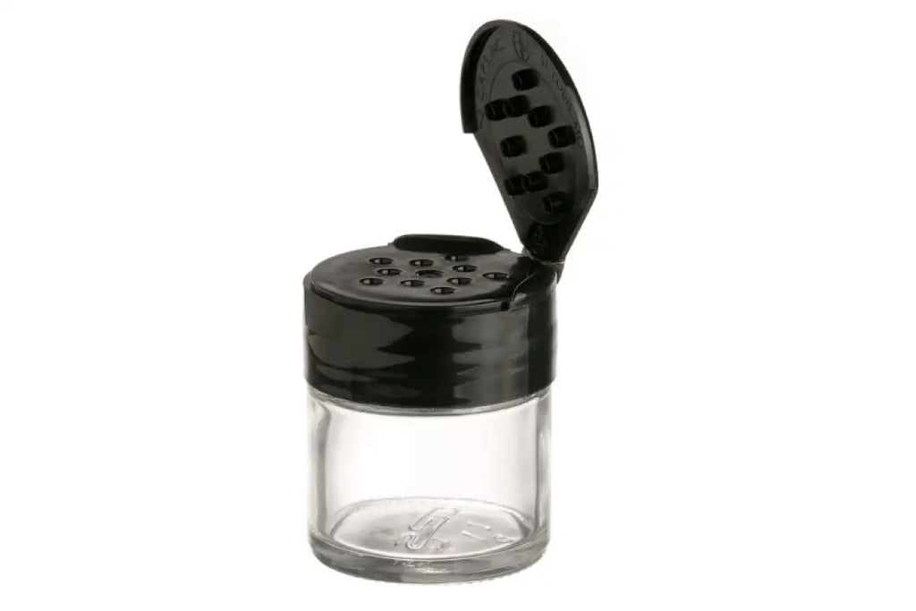 Set of 8 - 6.4 oz Glass Spice Jars with Shaker Fitment and Black