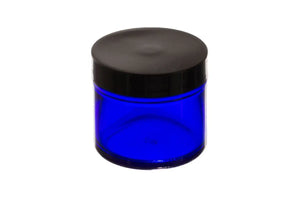 2 oz. Blue Glass Salve Jar with Black Lid