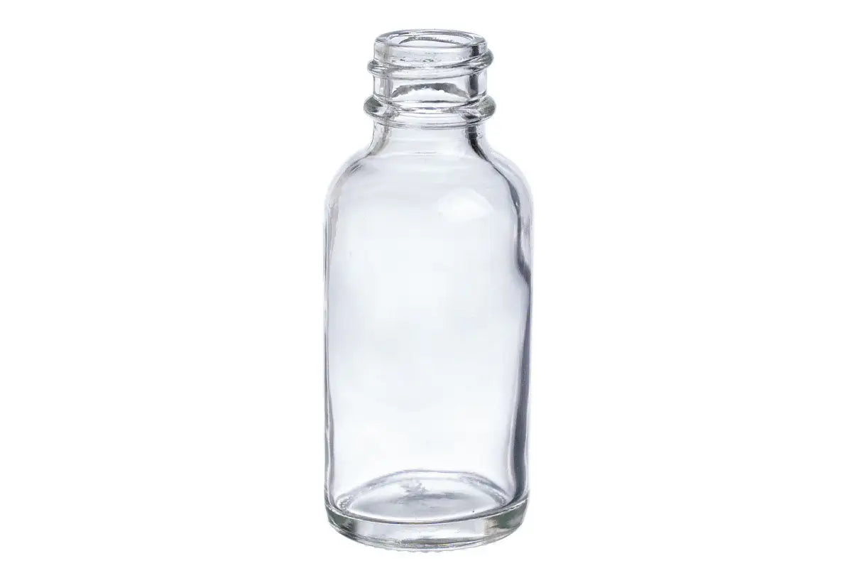 1oz Chrome Glass Boston Round Bottle 20-400 - Liquid Bottles LLC