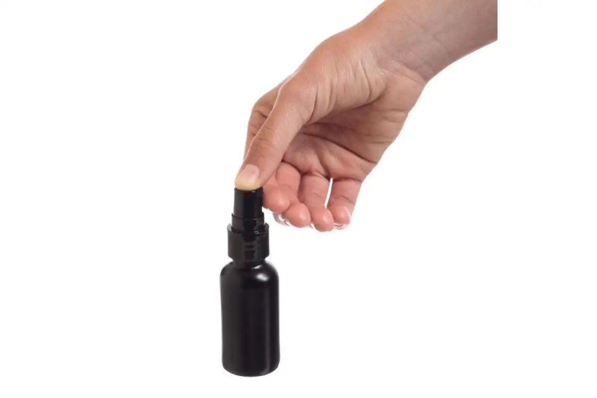 1 oz. Black Glass Bottles with Black Treatment Pumps (Pack of 6)