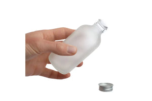 4 Oz. Frosted Glass Bottle With Aluminum Cap