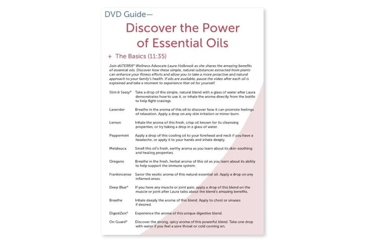 8650B - Card Insert For Discover The Power Of Essential Oils Dvd