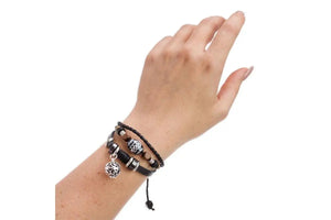 Black Boho Leather Bracelet With Locket And Aroma-Balls