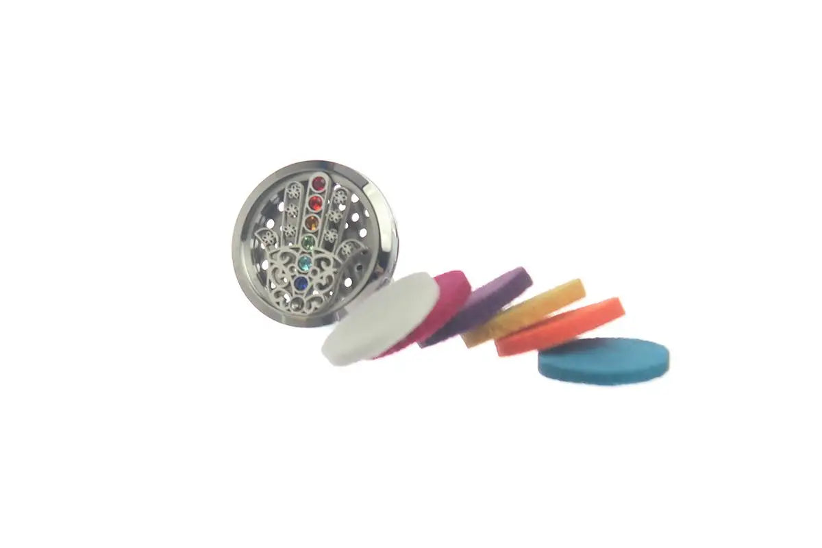 Chakra Hamsa Hand Stainless Steel Car Diffuser