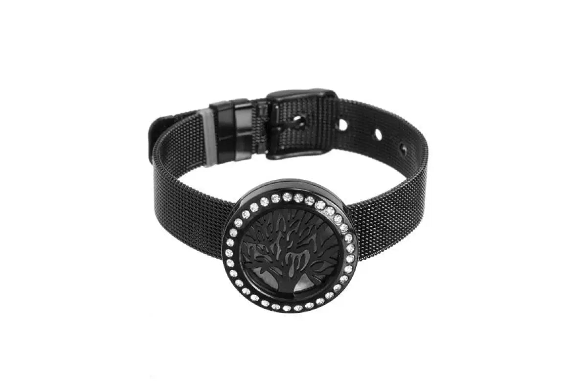 Interchangeable Design Stainless Steel Crystals Locket Mesh Diffusing Bracelet