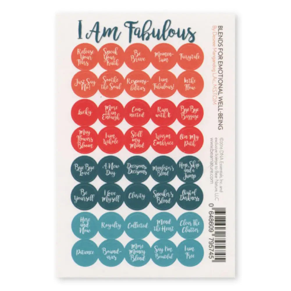 &quot;I Am Fabulous&quot; Lid Stickers (Sheet of 40)