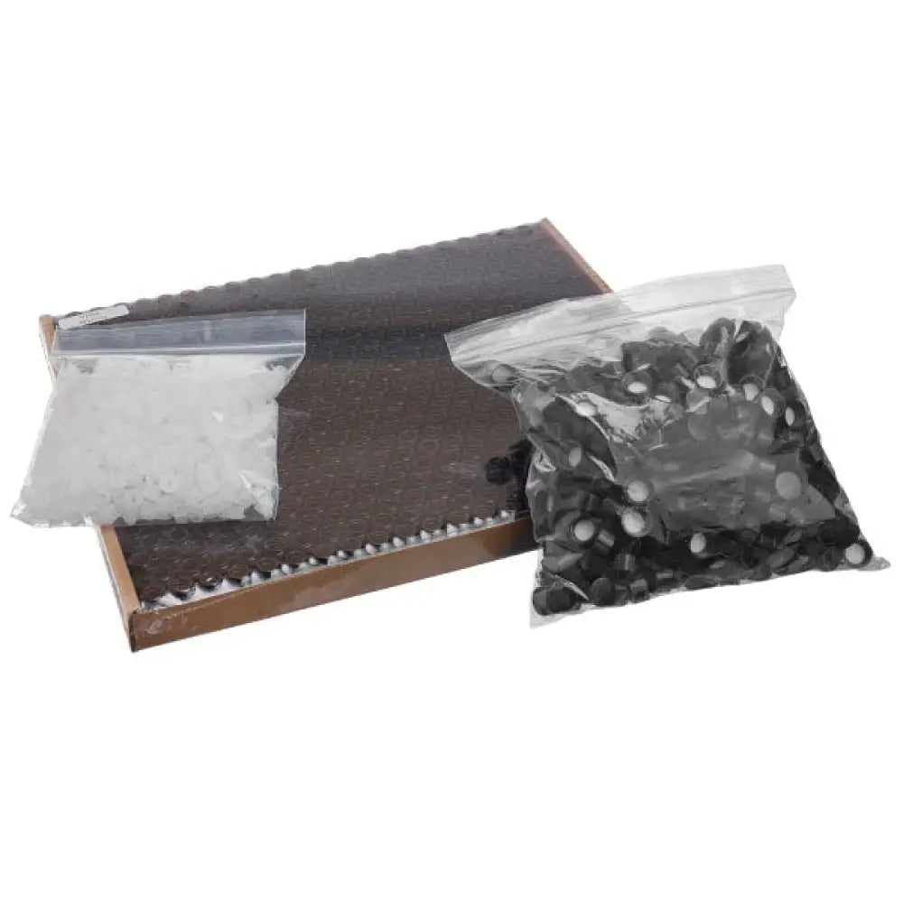 5/8 dram Amber Glass Vials  Orifice Reducers  and Black Caps (Flat of 495)