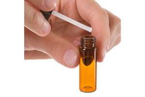 1 Dram Amber Glass Vials With Black Tester Caps (Pack Of 6)