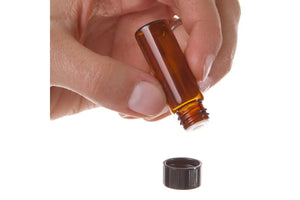 1 Dram Amber Glass Vials Orifice Reducers And Black Caps (Pack Of 12)
