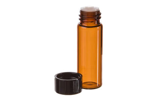 1 dram Amber Glass Vials Orifice Reducers and Black Caps (Pack of 12)