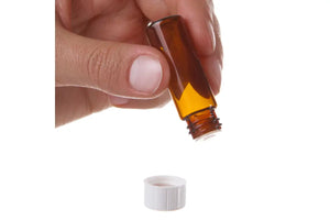 1 Dram Amber Glass Vials Orifice Reducers And White Caps (Pack Of 12)