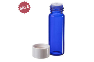 1 Dram Blue Glass Vials Orifice Reducers And White Caps (Pack Of 6)