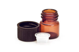 1/4 Dram Amber Glass Vials Orifice Reducers And Black Caps (Box Of 144)