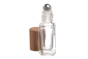 4 ml Clear Square Glass Vials with Metal Roll-ons and Matte Gold Caps (Pack of 6)