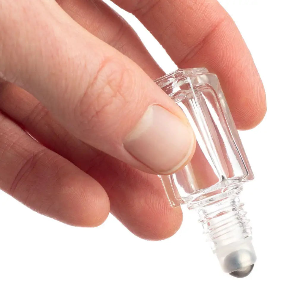 4 Ml Clear Square Glass Vials With Metal Roll-Ons And Matte Black Caps (Pack Of 6)