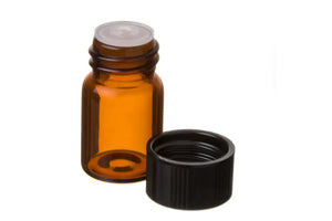 5/8 Dram Amber Glass Vials Orifice Reducers And Black Caps (Box Of 144)
