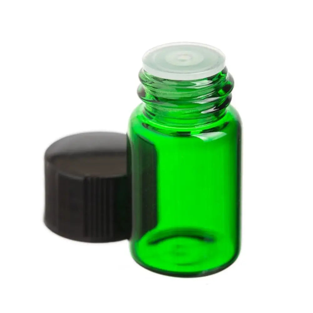2 ml Green Glass Vials Orifice Reducers and Black Caps (Pack of 12)