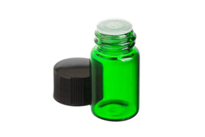 2 ml Green Glass Vials Orifice Reducers and Black Caps (Pack of 12)