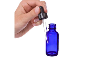 1 Oz. Blue Glass Bottles With Dropper Caps (Pack Of 6)