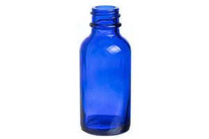 1 oz. Blue Glass Boston Round Bottle (20-400 Neck Size)