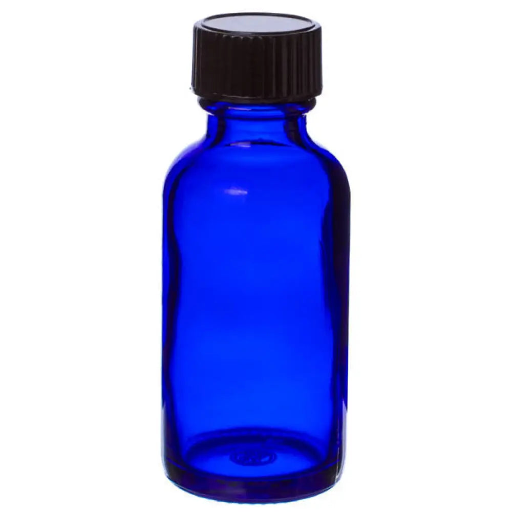 1 oz. Blue Glass Bottles with Black Caps (Pack of 6)