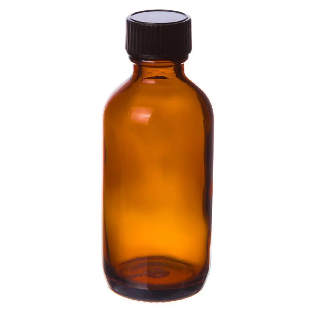 2 oz. Amber Glass Bottle with Black Cap
