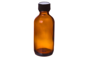2 oz. Amber Glass Bottle with Black Cap