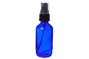 2 Oz. Blue Glass Bottle With Misting Sprayer Black