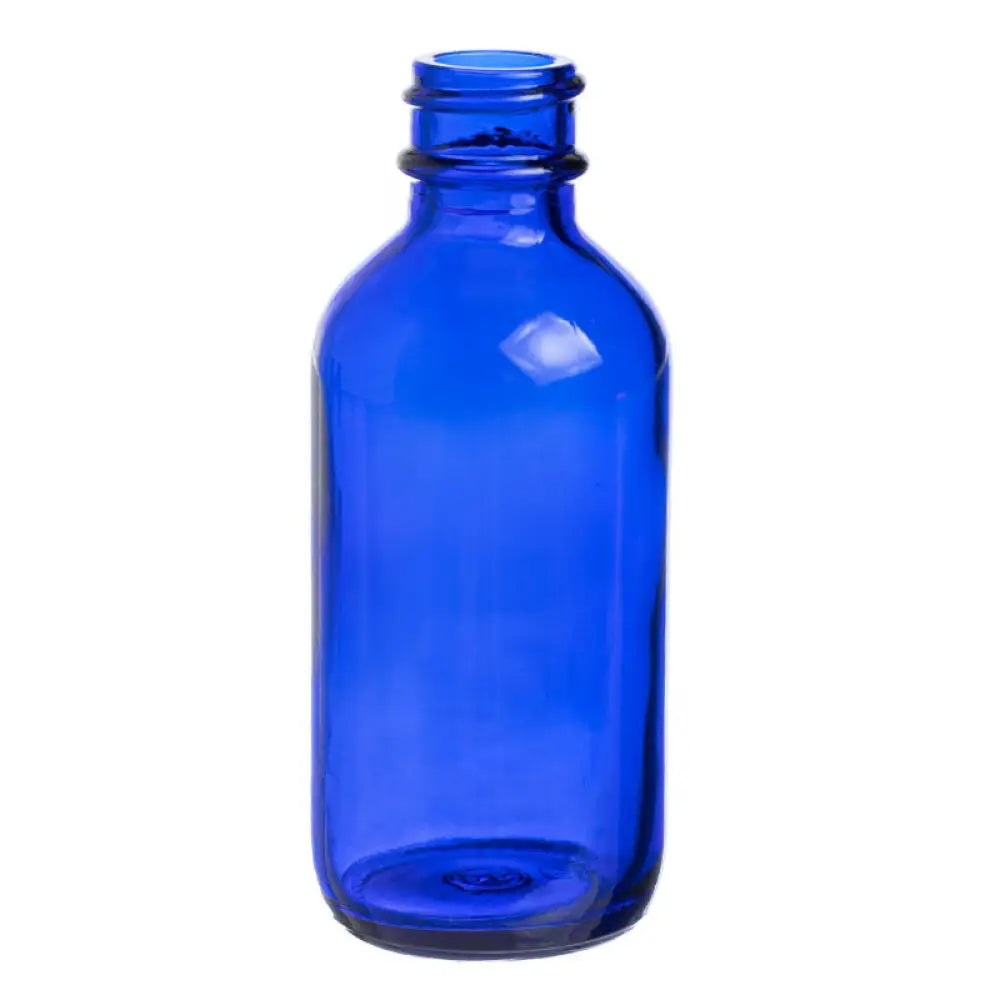 2 oz. Blue Glass Boston Round Bottle (20-400 Neck Size)