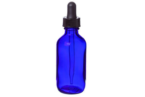 2 oz. Blue Glass Bottle with Dropper Cap
