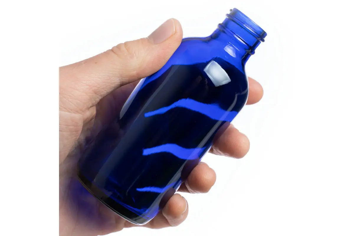4oz Cobalt Blue Glass Boston Round Bottle 24-400(128/case)